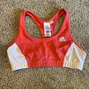Adidas Coral Pink Sports Bra Medium Elastic Band Racerback